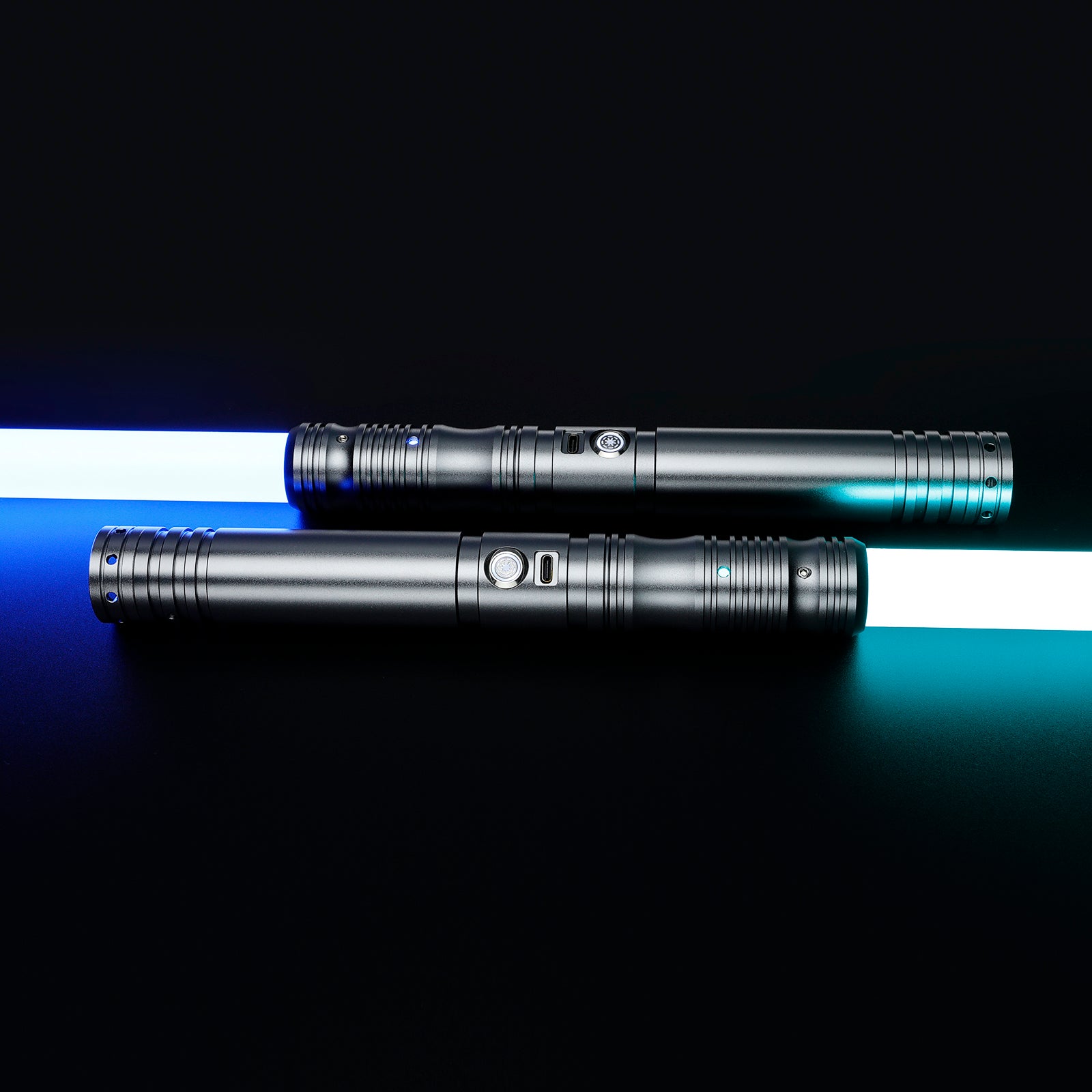 2 x SaberCustom heavy dueling lightsaber fx smooth swing 16 sound fonts infinite color changing 72CM blade NO0116 2 x Grey